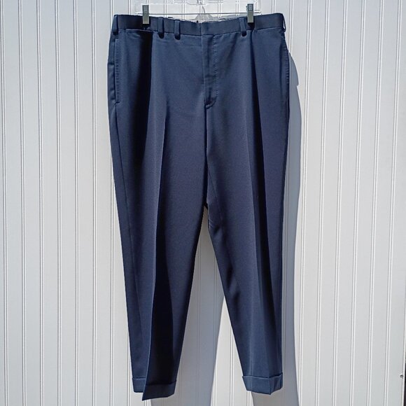 TOM JAMES Dress Pants Mens 38 x 30 Navy Blue Restige Super 110s Gabardine Wool - Picture 1 of 10